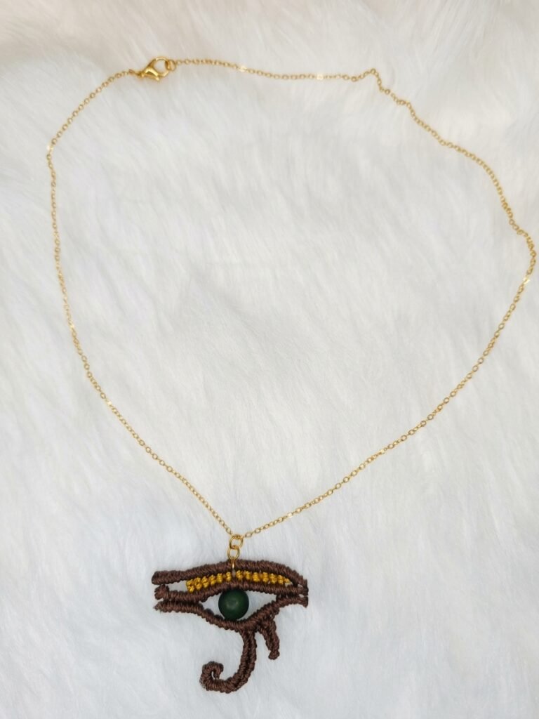 Handcrafted Macramé Eye of Horus with Connemara marble bead